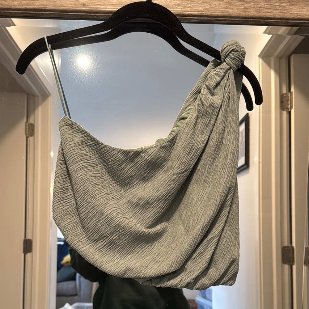 NWOT Abercrombie Stylish One-Shoulder Top in Light Blue/Green